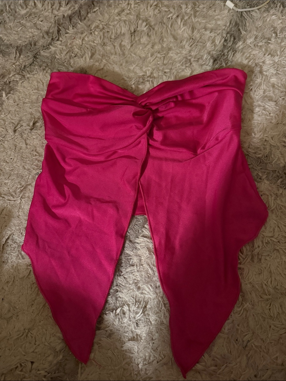 Better Be Bright Fuchsia Twist-Front Strapless Crop Top